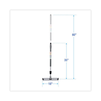 Microfiber Cleaning Kit, 18" Wide Blue/green Microfiber Head, 35" To 60" Gray Aluminum Handle