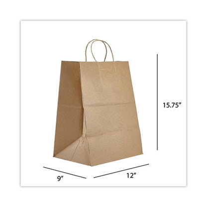 Kraft Paper Bags, Regal, 12 X 9 X 15.75, Natural, 200/carton