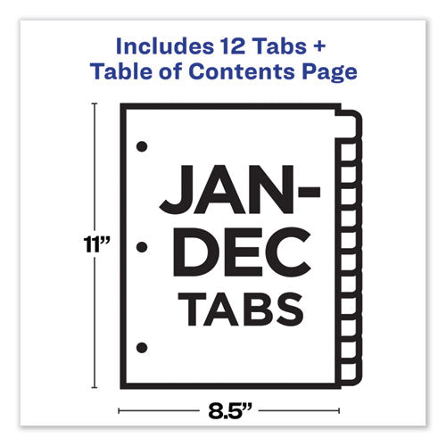 Customizable Toc Ready Index Multicolor Tab Dividers, 12-tab, Jan. To Dec., 11 X 8.5, White, Contemporary Color Tabs, 1 Set