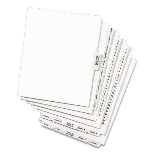 Preprinted Legal Exhibit Side Tab Index Dividers, Avery Style, 27-tab, A To Z, 11 X 8.5, White, 1 Set