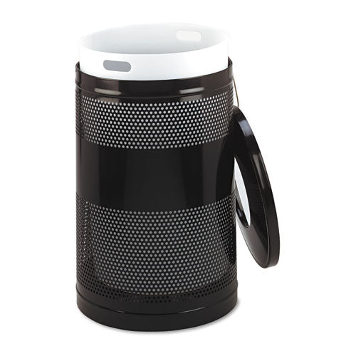 Classics Perforated Open Top Receptacle, 51 Gal, Steel, Black