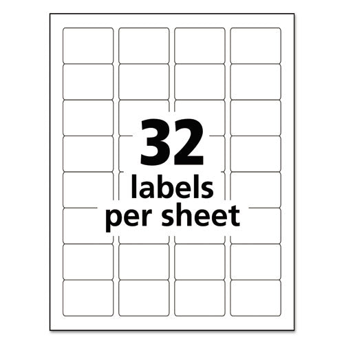 Durable Permanent Id Labels With Trueblock Technology, Laser Printers, 1.25 X 1.75, White, 32/sheet, 50 Sheets/pack