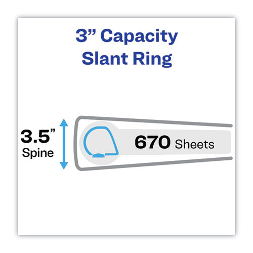 Heavy-duty Non Stick View Binder With Durahinge And Slant Rings, 3 Rings, 3" Capacity, 11 X 8.5, White, 2/pack