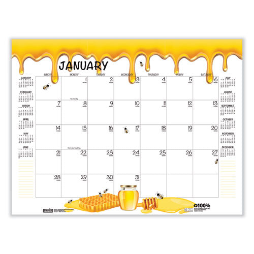 Recycled Honeycomb Desk Pad Calendar, 22 X 17, White/multicolor Sheets, Brown Corners, 12-month (jan To Dec): 2024