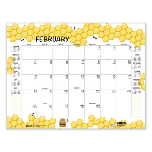 Recycled Honeycomb Desk Pad Calendar, 22 X 17, White/multicolor Sheets, Brown Corners, 12-month (jan To Dec): 2024