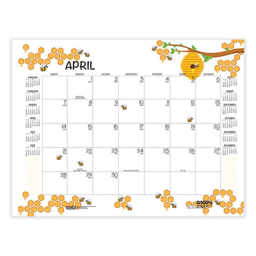 Recycled Honeycomb Desk Pad Calendar, 22 X 17, White/multicolor Sheets, Brown Corners, 12-month (jan To Dec): 2024