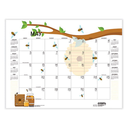 Recycled Honeycomb Desk Pad Calendar, 22 X 17, White/multicolor Sheets, Brown Corners, 12-month (jan To Dec): 2024