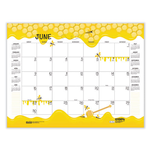 Recycled Honeycomb Desk Pad Calendar, 22 X 17, White/multicolor Sheets, Brown Corners, 12-month (jan To Dec): 2024