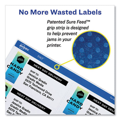 Shipping Labels W/ Trueblock Technology, Inkjet Printers, 3.33 X 4, White, 6/sheet, 25 Sheets/pack