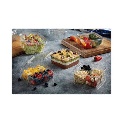 Earthchoice Square Recycled Bowl,4-compartment, 32 Oz, 6.13 X 6.13 X 2.61, Clear, Plastic, 360/carton