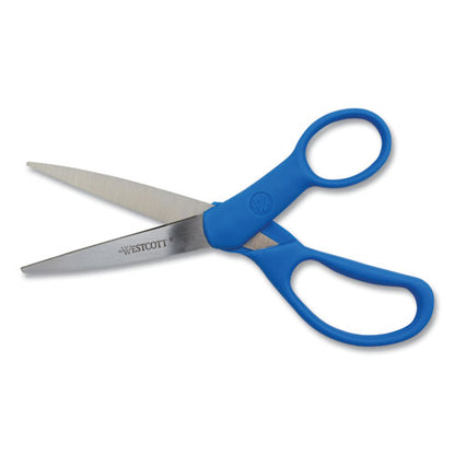 Preferred Line Stainless Steel Scissors, 7" Long, 3.25" Cut Length, Blue Offset Handle