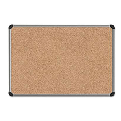 Cork Board With Aluminum Frame, 36 X 24, Tan Surface