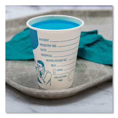 Paper Specimen Cups, 8 Oz, Blue/white, 50/sleeve, 20 Sleeves/carton