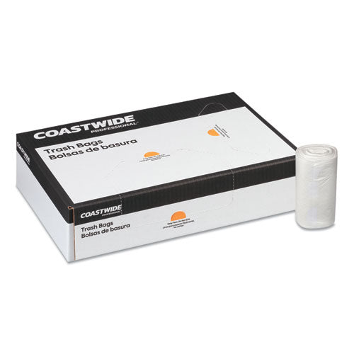 High-density Can Liners, 45 Gal, 12 Mic, 40" X 48", Natural, 25 Bags/roll, 10 Rolls/carton