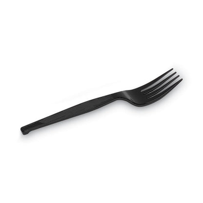 Plastic Cutlery, Heavy Mediumweight Forks, Black, 1,000/carton