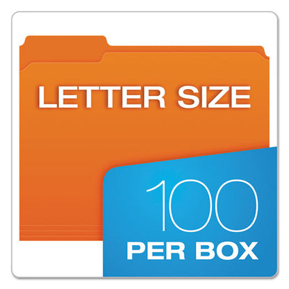 Double-ply Reinforced Top Tab Colored File Folders, 1/3-cut Tabs: Assorted, Letter Size, 0.75" Expansion, Orange, 100/box