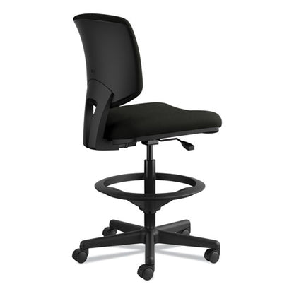 Volt Series Leather Adjustable Task Stool, Supports Up To 275 Lb, 22.88" To 32.38" Seat Height, Black