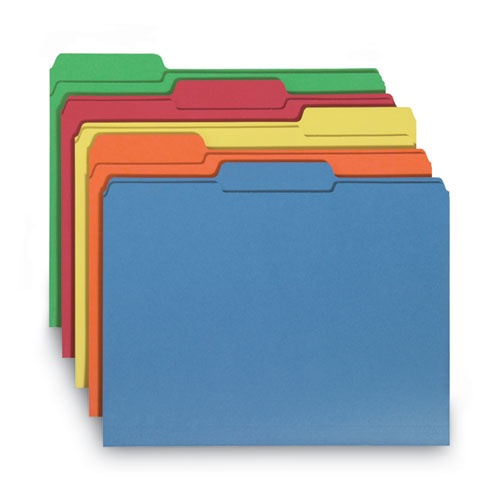 Interior File Folders, 1/3-cut Tabs: Assorted, Letter Size, 0.75" Expansion, Assorted Colors, 100/box