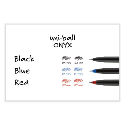 Onyx Roller Ball Pen, Stick, Fine 0.7 Mm, Black Ink, Black Barrel, Dozen