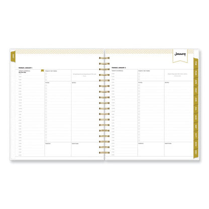 Day Designer Navy Stripe Daily/monthly Planner, Navy Stripe Artwork, 10 X 8, Navy/white/gold Cover, 12-month (jan-dec): 2024