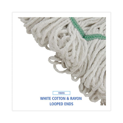 Mop Head, Premium Standard Head, Cotton/rayon Fiber, Medium, White