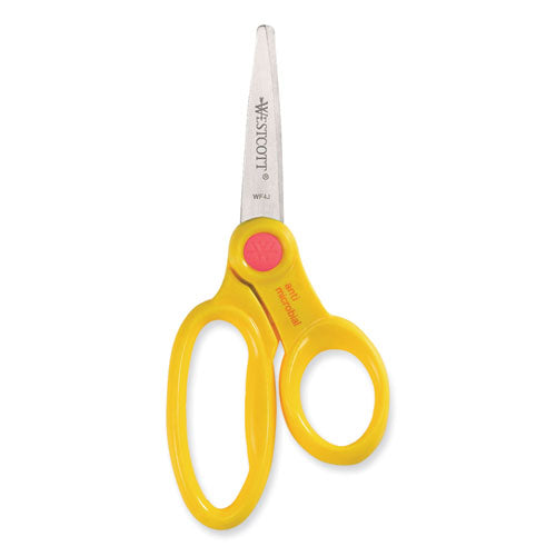 Kids' Scissors With Antimicrobial Protection, Pointed Tip, 5" Long, 2" Cut Length, Randomly Assorted Straight Handles