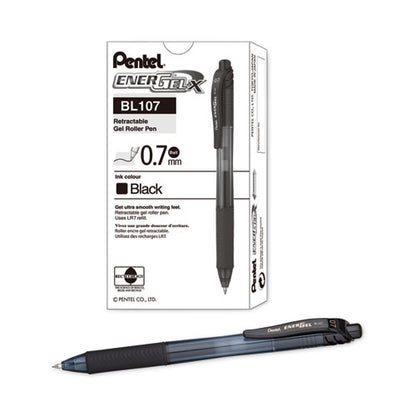 Energel-x Gel Pen, Retractable, Medium 0.7 Mm, Black Ink, Smoke/black Barrel, Dozen