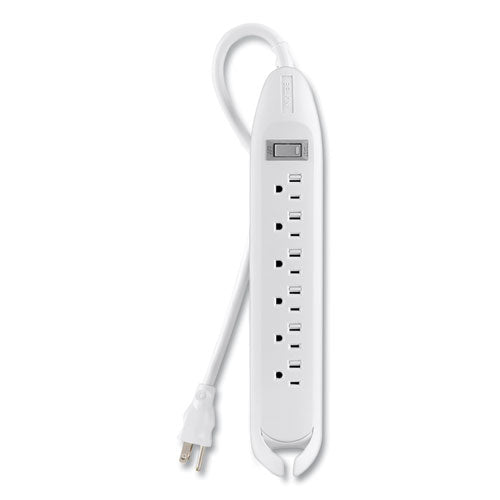 Power Strip, 6 Outlets, 12 Ft Cord, White