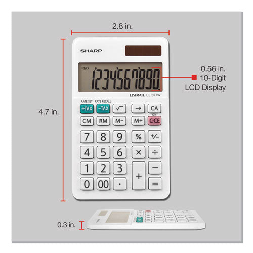 El-377wb Large Pocket Calculator, 10-digit Lcd
