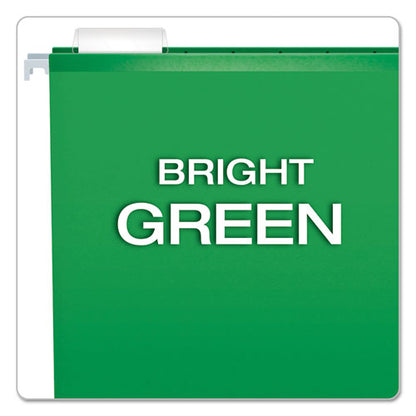 Extra Capacity Reinforced Hanging File Folders With Box Bottom, 2" Capacity, Letter Size, 1/5-cut Tabs, Bright Green, 25/box