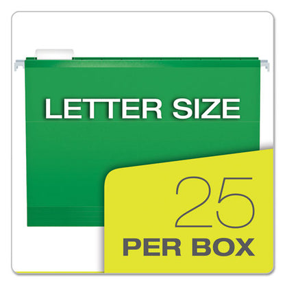Extra Capacity Reinforced Hanging File Folders With Box Bottom, 2" Capacity, Letter Size, 1/5-cut Tabs, Bright Green, 25/box