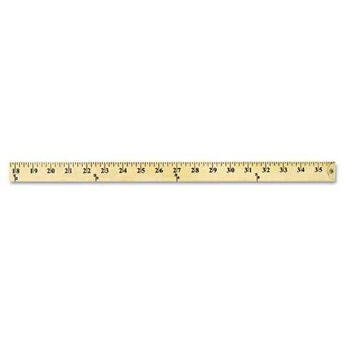 Wood Yardstick With Metal Ends, 36" Long. Clear Lacquer Finish