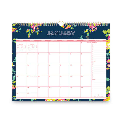 Day Designer Peyton Wall Calendar, Peyton Floral Artwork, 15 X 12, White/navy Sheets, 12-month (jan To Dec): 2024