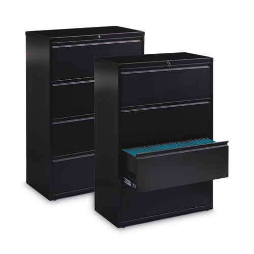 Lateral File Cabinet, 4 Letter/legal/a4-size File Drawers, Black, 36 X 18.62 X 52.5