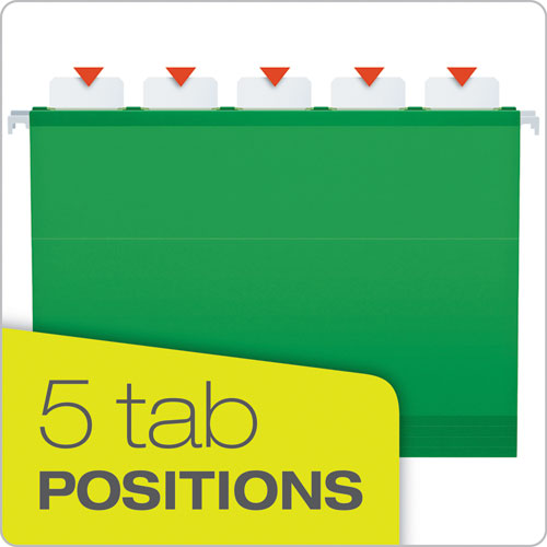 Ready-tab Colored Reinforced Hanging Folders, Letter Size, 1/5-cut Tabs, Bright Green, 25/box