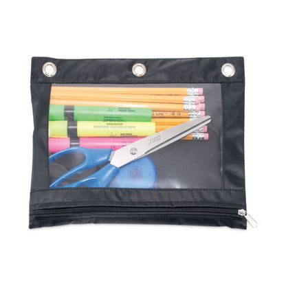 Binder Pencil Pouch, 10 X 7.38, Black/clear, 3/pack