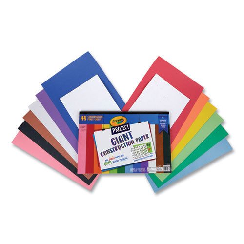 Project Giant Construction Paper, 18 X 12, Assorted Colors, 48/pack