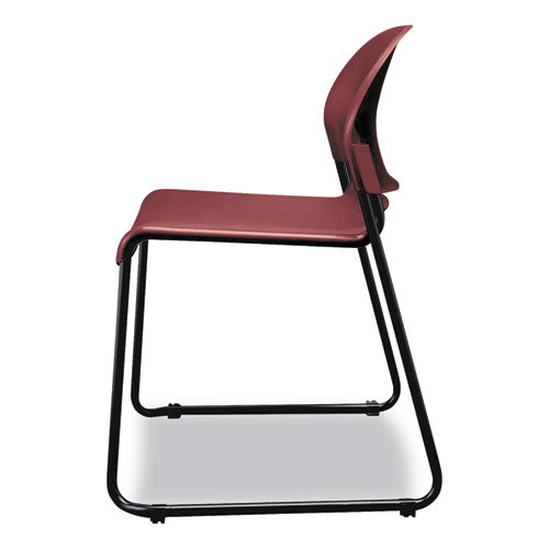 Gueststacker High Density Chairs, Supports 300 Lb, 17.5" Seat Height, Mulberry Seat, Mulberry Back, Black Base, 4/carton