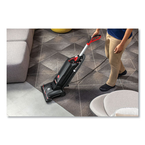Task Vac Hard Bag Lightweight Upright Vacuum, 14" Cleaning Path, Black
