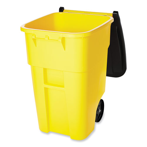 Square Brute Rollout Container, 50 Gal, Molded Plastic, Yellow