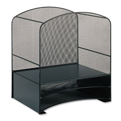 Onyx Mesh Desktop Hanging File With Two Horizontal Trays, 3 Sections, Letter Size, 10.75" Long, Black