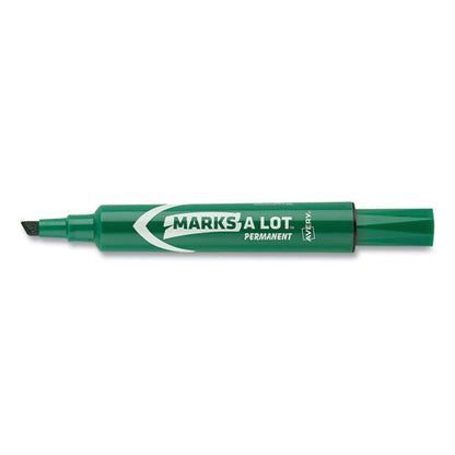 Marks A Lot Regular Desk-style Permanent Marker, Broad Chisel Tip, Green, Dozen (7885)