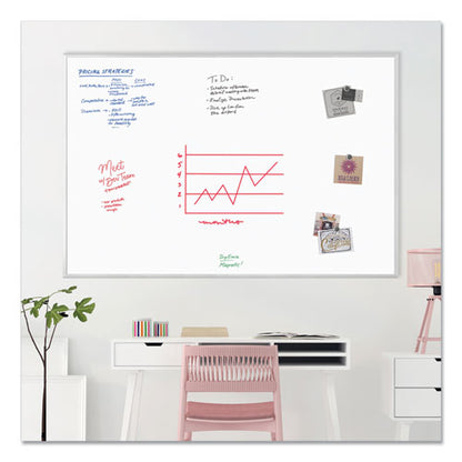 Magnetic Dry Erase Board With Aluminum Frame, 70 X 47, White Surface, Silver Frame