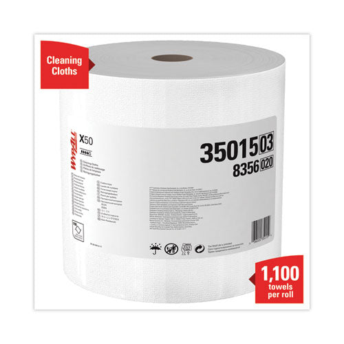 X50 Cloths, Jumbo Roll, 13.4 X 9.8, White, 1,100/roll