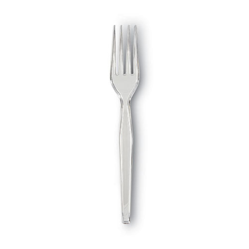 Plastic Cutlery, Forks, Heavyweight, Clear, 1,000/carton