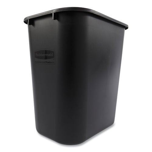 Deskside Plastic Wastebasket, 7 Gal, Plastic, Black