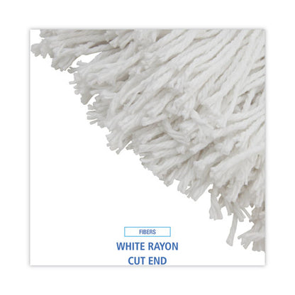 Premium Cut-end Wet Mop Heads, Rayon, 16oz, White, 12/carton