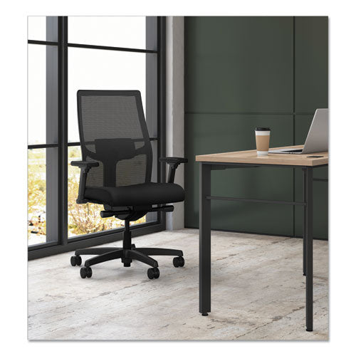 Ignition 2.0 4-way Stretch Mid-back Mesh Task Chair, Adjustable Lumbar Support, Black Seat/back, Black Base