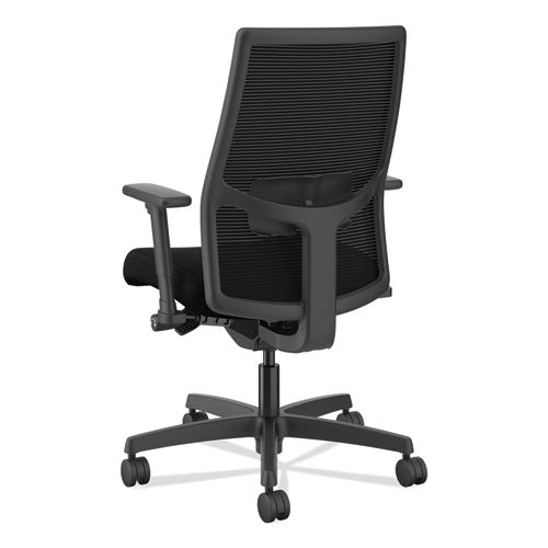 Ignition 2.0 4-way Stretch Mid-back Mesh Task Chair, Adjustable Lumbar Support, Black Seat/back, Black Base