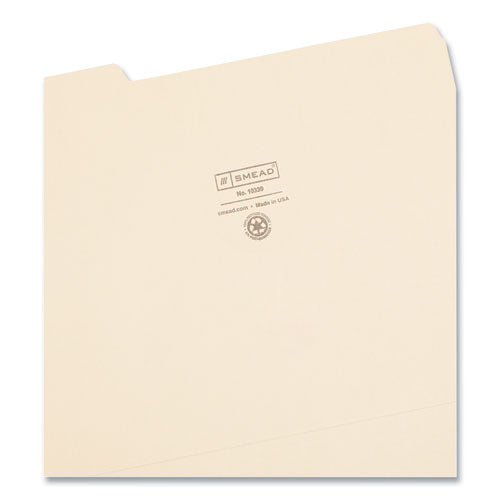 100% Recycled Manila Top Tab File Folders, 1/3-cut Tabs: Assorted, Letter Size, 0.75" Expansion, Manila, 100/box